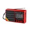 Radio portabil, cu incarcare solara, 5W, Bluetooth, USB, TF/ AM/ FM/ SW1-6, lanterna led, rosu