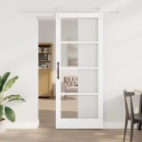 Ușă Glisantă cu Set de Hardware Alb 86x211 cm Lemn Masiv Pin