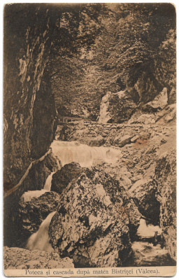 Carte poștală - Rom&amp;acirc;nia - 1909 - Poteca și cascada după matca Bistriței (Vălcea) foto