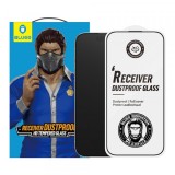 Folie de protectie Ecran Blueo Anti-Dust HD pentru Apple iPhone 16 / 15, Sticla Securizata, Full Glue, Neagra