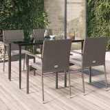 VidaXL Set mobilier grădină cu perne, 5 piese, negru și gri, poliratan