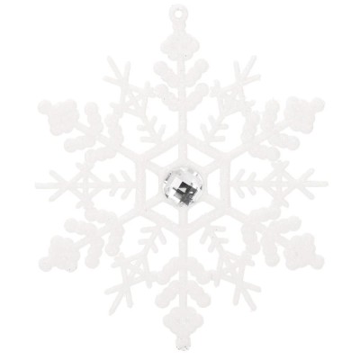 Decoratiune brad fulg de zapada cu cristal, set 2 bucati, 12cm, alb foto