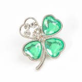 Brosa martisor trifoi argintiu cu pietre verzi