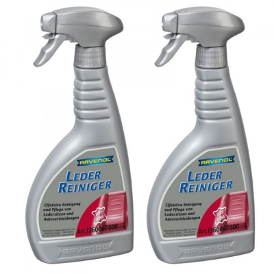 Pachet 2 x Solutie Ravenol Leder-Reiniger pentru tapiterie auto din piele 500 ml foto