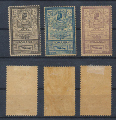 ROMANIA 1903 EFIGII lot 3 timbre neuzate MLH, 15 si 25 bani &amp;amp; 5 lei foto