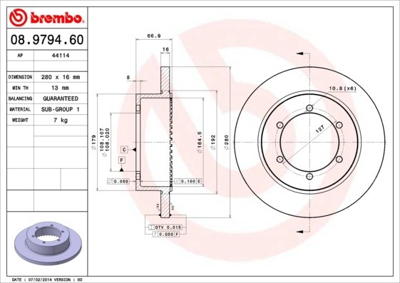 BREMBO 08.9794.60 PRIME LINE Disc frana