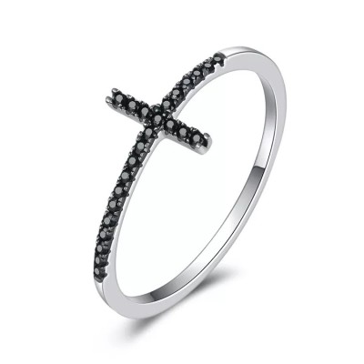 Inel din argint Faith Cross black Arg134A foto