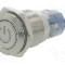 Intrerupator anti-vandalism, ON-(ON), &Oslash;16mm, ONPOW, LAS2GQF-11DT/B/24V/S