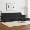 VidaXL Canapea extensibilă cu taburet, 2 locuri, negru, catifea 3216253