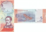 Bancnota Venezuela 5 Bolivares 2018 (P-102a) UNC