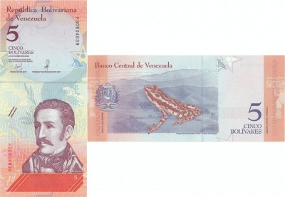2018 (15 I), 5 Bol&amp;iacute;vares (P-102a) - Venezuela - stare UNC foto