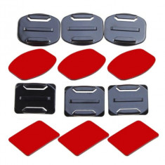 Set pentru fixare cu 6 adezivi Flat si Curved Adhesive Mount + 6 prinderi quick release pentru camere actiune GP14-3