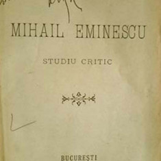 Autograf pe carte Eminescu: Studiul critic al lui N. Petrascu, Bucuresti, 1892