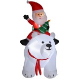 Outsunny Moș Crăciun gonflabil pe urs polar 200 cm, 5 lumini LED, decorațiune de Crăciun pentru interior și exterior, alb | Aosom Romania