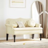 vidaXL Bancă Chesterfield Crem 120.5 x 65 x 75 cm Piele artificială 42019280