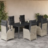 VidaXL Set mobilier de grădină cu perne, 7 piese gri deschis poliratan