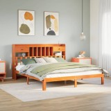 VidaXL Pat cu bibliotecă fără saltea maro 180x200 cm lemn masiv de pin 3322622