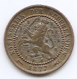 Olanda 1 Cent 1877 - Willem III / Wilhelmina , Bronz, 19 mm KM-107.1, Europa