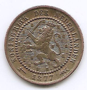 Olanda 1 Cent 1877 - Willem III / Wilhelmina , Bronz, 19 mm KM-107.1 foto