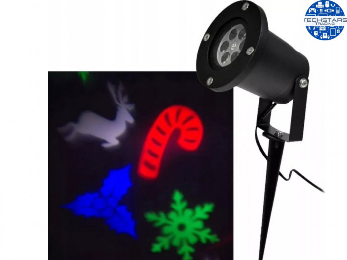 Proiector led exterior craciun, joc de lumini, RGB - W, 12W