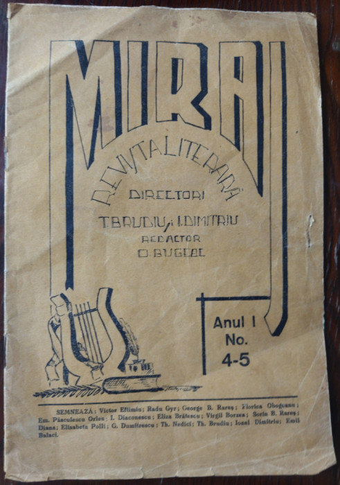 REVISTA LITERARA MIRAJ[an 1 no.4-5/1933:Theodor Brudiu/Ionel Dimitriu/Radu Gyr+]