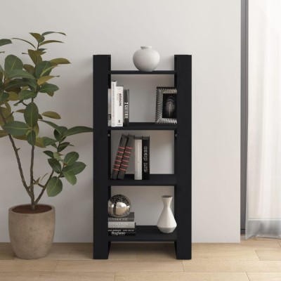 vidaXL Bibliotecă/Separator cameră,negru, 60x35x125 cm, lemn masiv pin 813888 foto