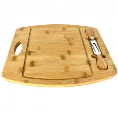 Platou bambus 2 accesorii inox branzeturi 29.5x33cm Grunberg GR5821 foto