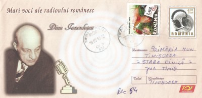 Romania, Mari voci ale radioului, Dinu Ianculescu, intreg postal circulat, 2010 foto