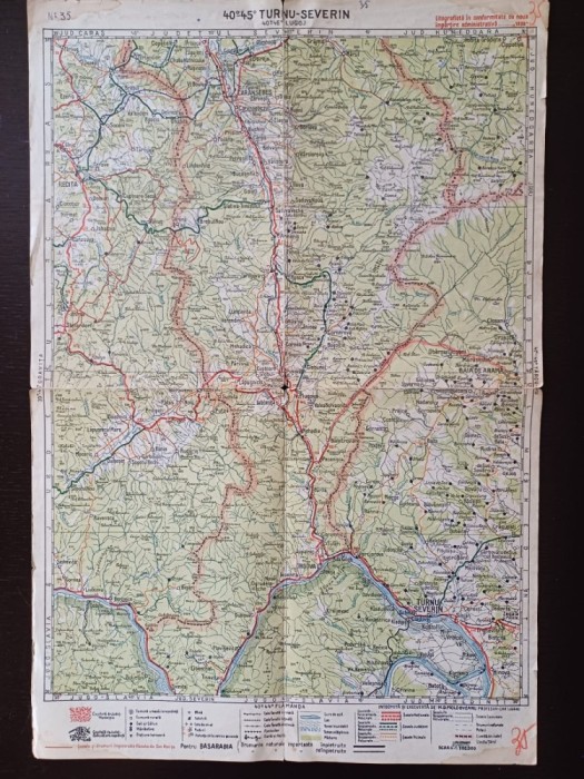 A3385N Hartă Turnu Măgurele &icirc;ntocmită și executată de M D Moldoveanu, 1927