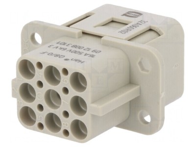 Conector HDC Inserturi Contact Mamă Han Q PIN 9 8 PE 16A foto