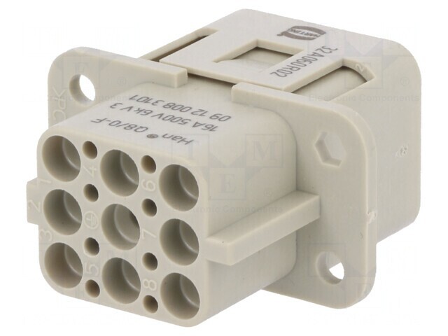 Conector HDC Inserturi Contact Mamă Han Q PIN 9 8 PE 16A