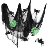 Set de 2 panze si 6 paianjeni pentru Halloween CMJBUHR, poliester/plastic, negru/verde
