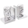 VidaXL Suporturi cărți 2 buc., argintiu, 7x9x11 cm, aluminiu, bufniță