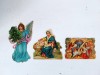 Set 3 Icoane Carton Relief: Inger Craciun, Maica Domnului cu Pruncul, Nasterea Domnului - Vintage Colectie
