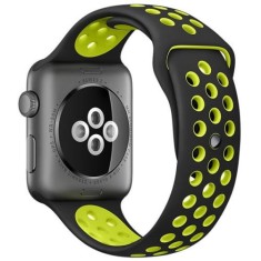 Curea iUni compatibila cu Apple Watch Ultra/SE/8/7/6/5/4/3/2/1, 38mm, Silicon Sport, Negru/Galben