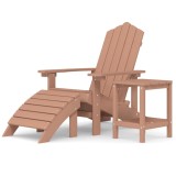 Cumpara ieftin Scaun de gradina Adirondack cu masa si taburet, maro, HDPE
