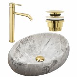 Set lavoar Linda Stone + baterie inalta Lungo gold + dop universal gold