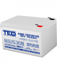 Acumulator 12V, TED Electric, High Rate, Dimensiuni 151 x 98 x 95 mm, Baterie 12V 14.5Ah F2 foto