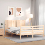 Cadru de pat cu tablie, king size, lemn masiv