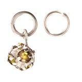 Bilă Argintie cu Strasuri verzi - Piercing pentru Unghii