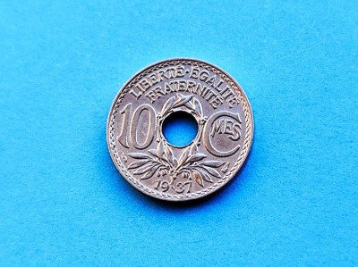 10 Centimes 1937 Franta-AUNC-in realitate arata bine foto