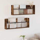 vidaXL Raft pentru reviste 2 pcs Stejar fumuriu 80 x 12 x 30 cm 890809