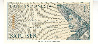 M1 - Bancnota foarte veche - Indonezia - 1 sen - 1964 foto