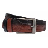 Curea barbati, casual, eleganta, din piele naturala, doua culori, negru si maro, 3.5cm - CK44MN