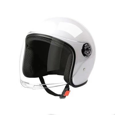Casca Scuter Moto Atv Open Face Unisex cu Viziera, Alb foto