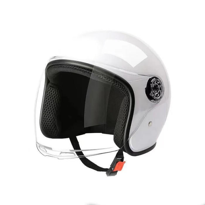 Casca Scuter Moto Atv Open Face Unisex cu Viziera, Alb