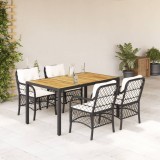 VidaXL Set mobilier de grădină cu perne, 5 piese, negru, poliratan