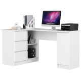 Birou colt stanga cu 3 sertare si rafturi, 155x85x77 cm, alb Household NewTrend