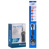 Pachet statie radio CB portabila Midland Alan 42 DS, cu Squelch Automat Digital, 12V + Antena CB PNI ML100, lungime 100 cm, 26-30MHz, magnet 125mm inc