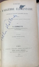 Cours d algebre elementaire(Curs de algebra elementara- carte in franceza)- E. Combette
